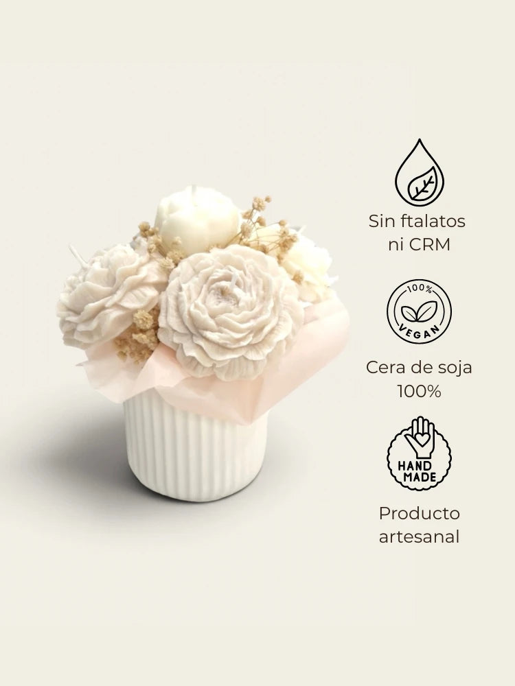 Ramo con Rosas de Cera – Aroma Té Blanco