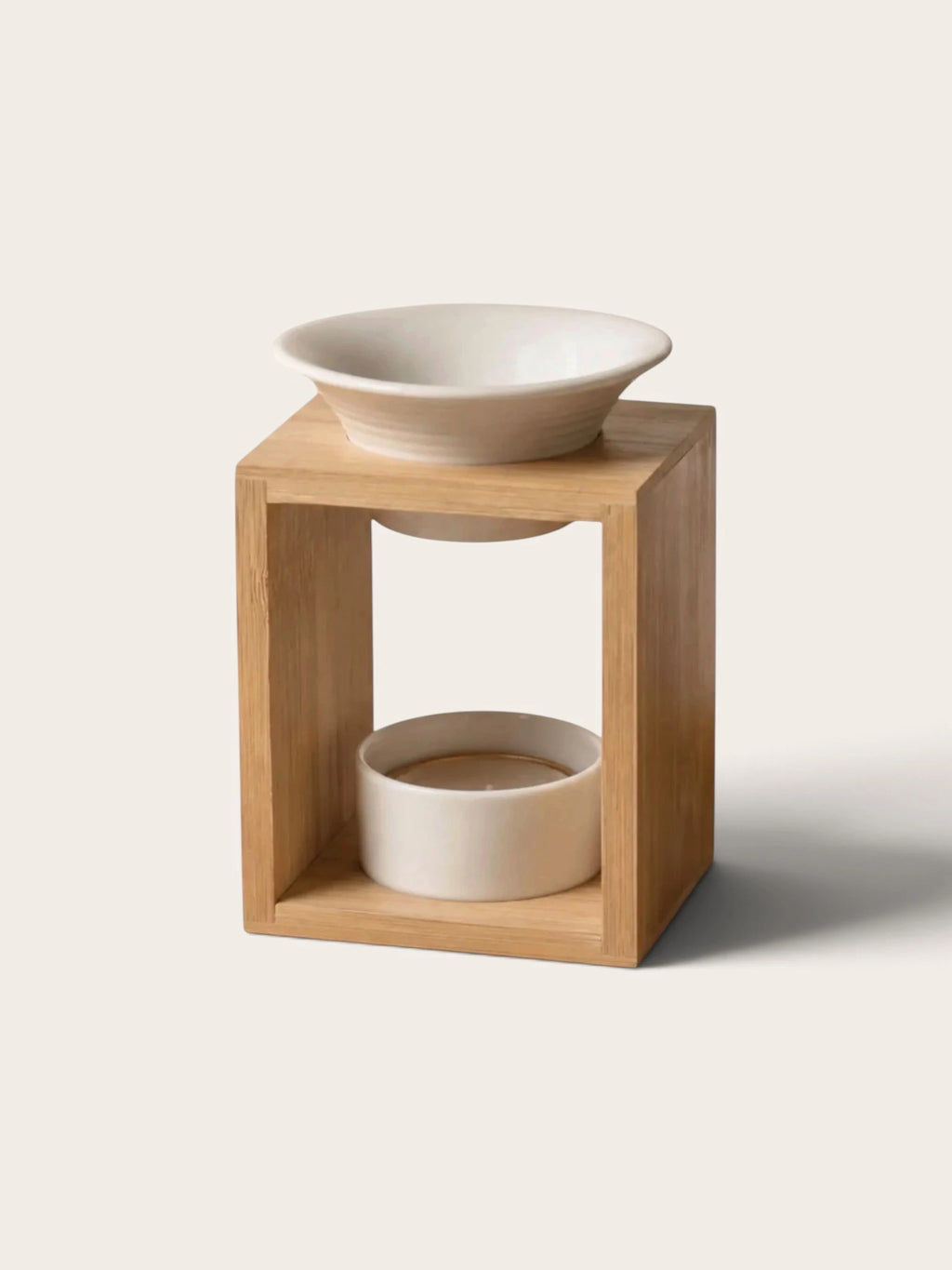 Set Bambú Blanco | Quemador con Wax Melt a elegir